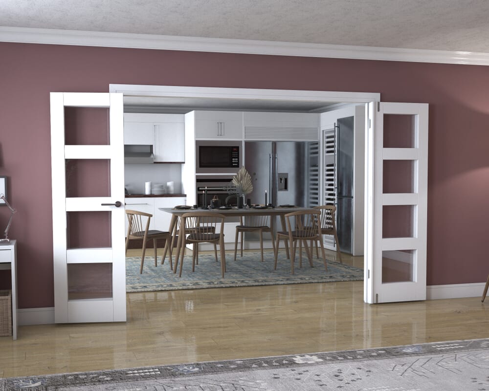 White 4L Frenchfold - Clear (4 x 610mm Doors)
