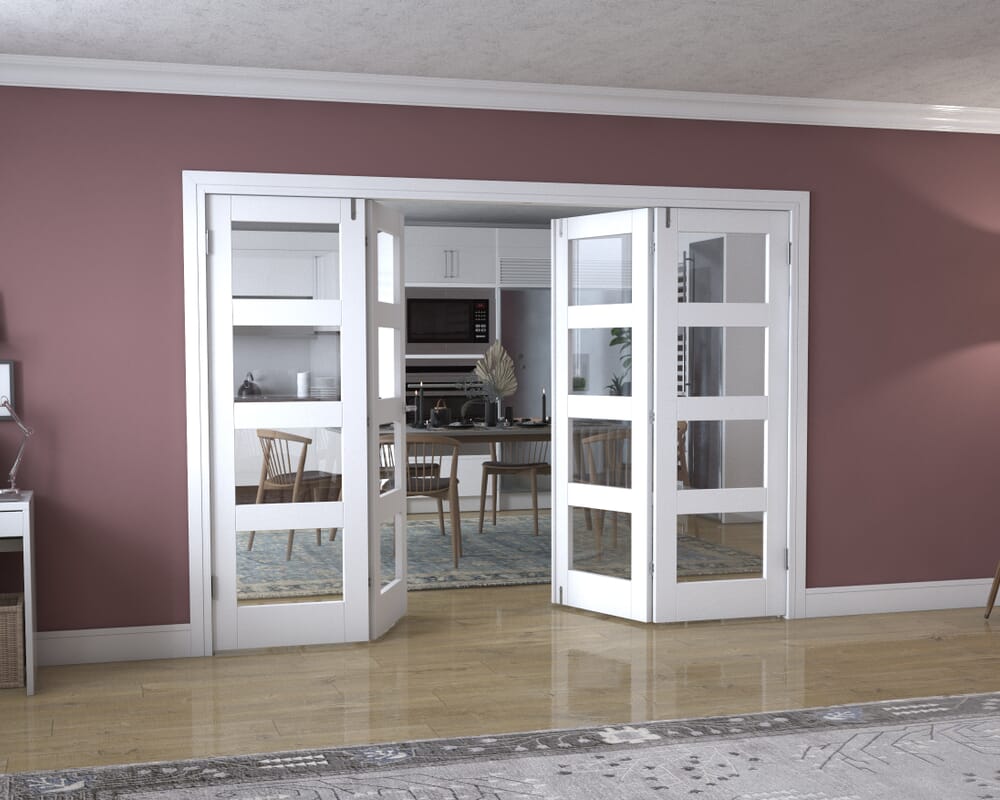 White 4L Frenchfold - Clear (4 x 686mm Doors)