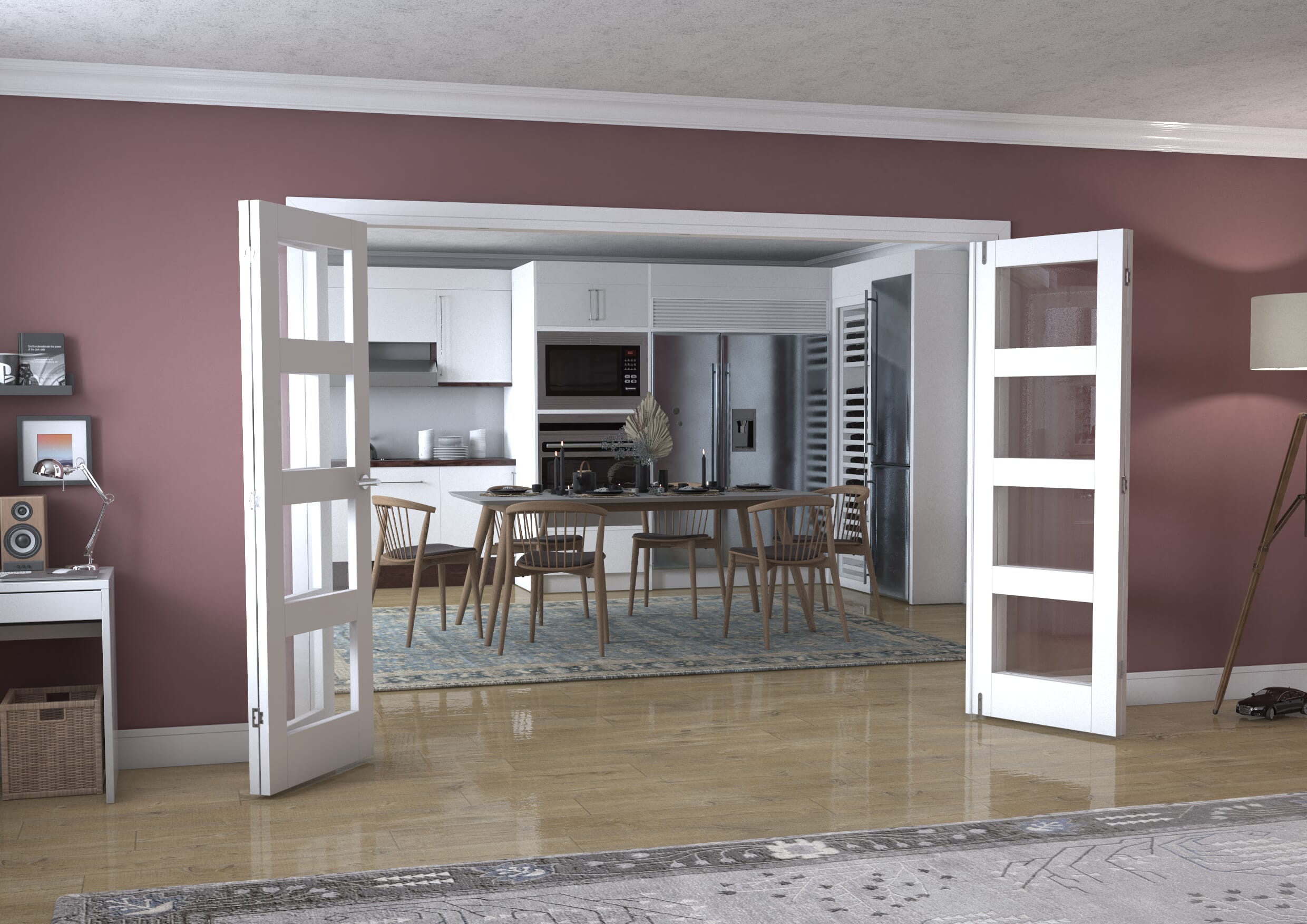 White 4L Frenchfold - Clear (4 x 686mm Doors)