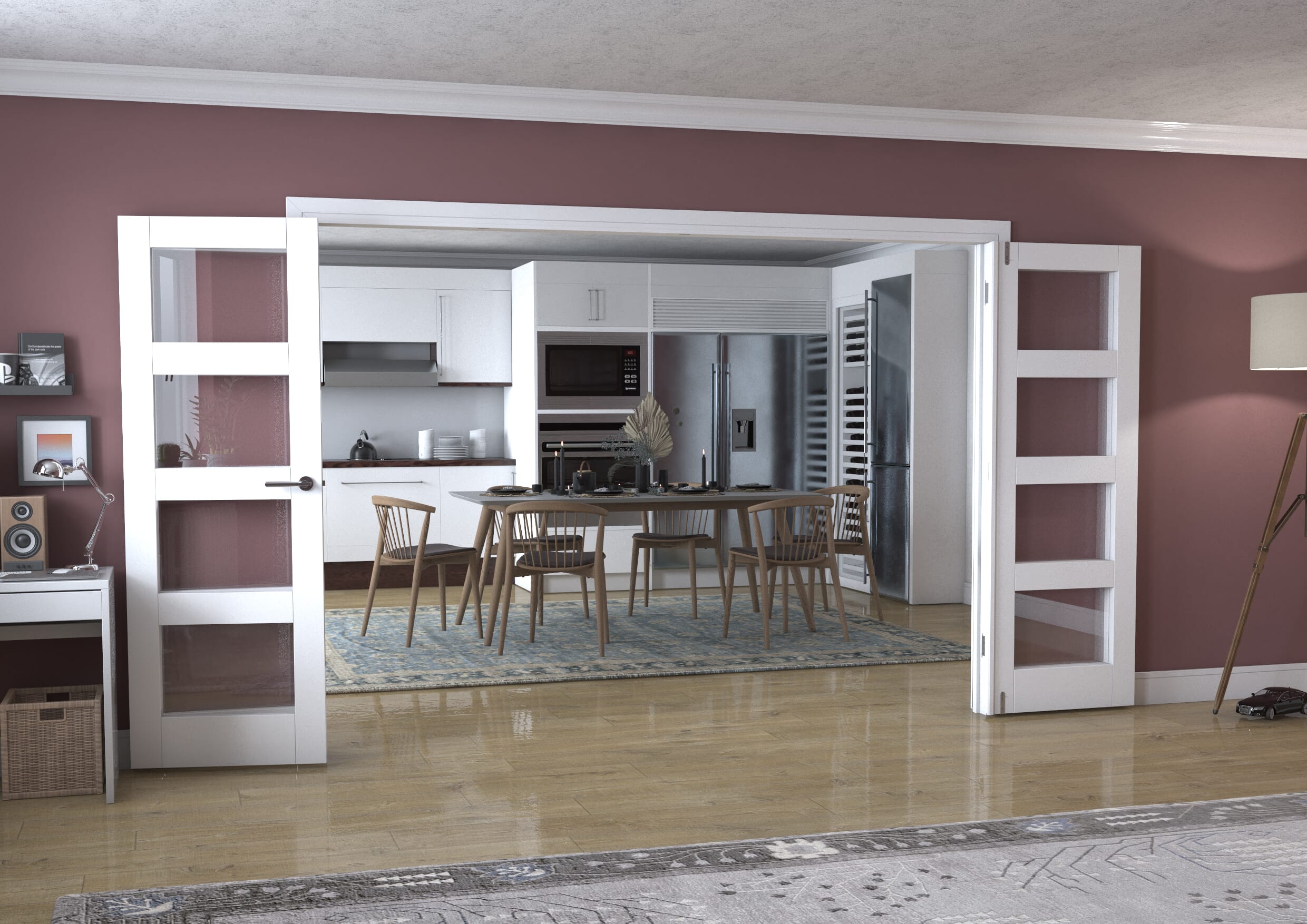 White 4L Frenchfold - Clear (4 x 686mm Doors)
