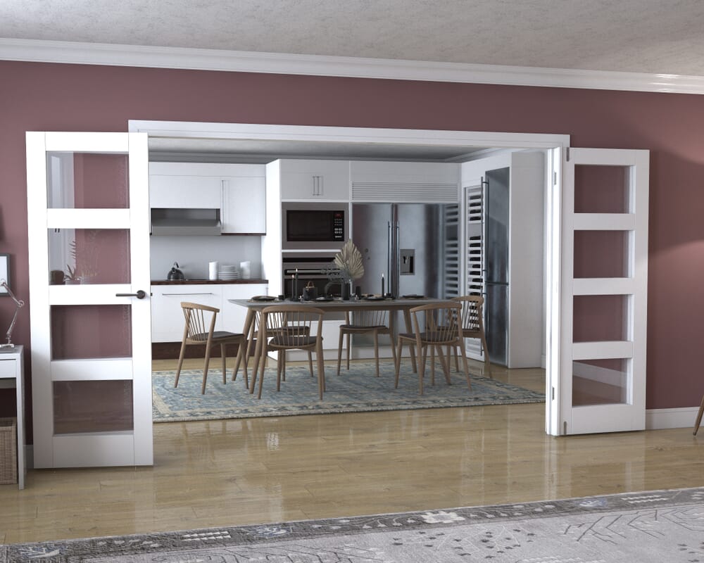 White 4L Frenchfold - Clear (4 x 686mm Doors)