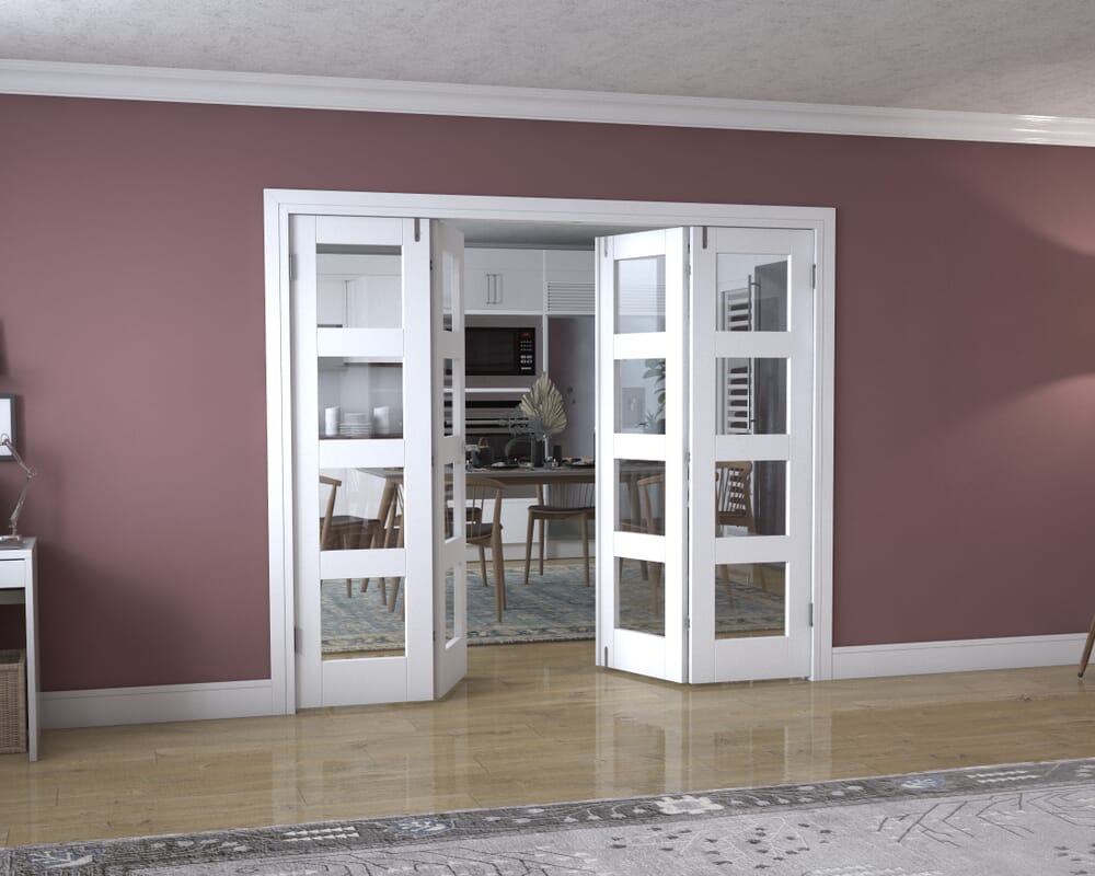 White 4L Frenchfold - Clear (4 x 573mm Doors)