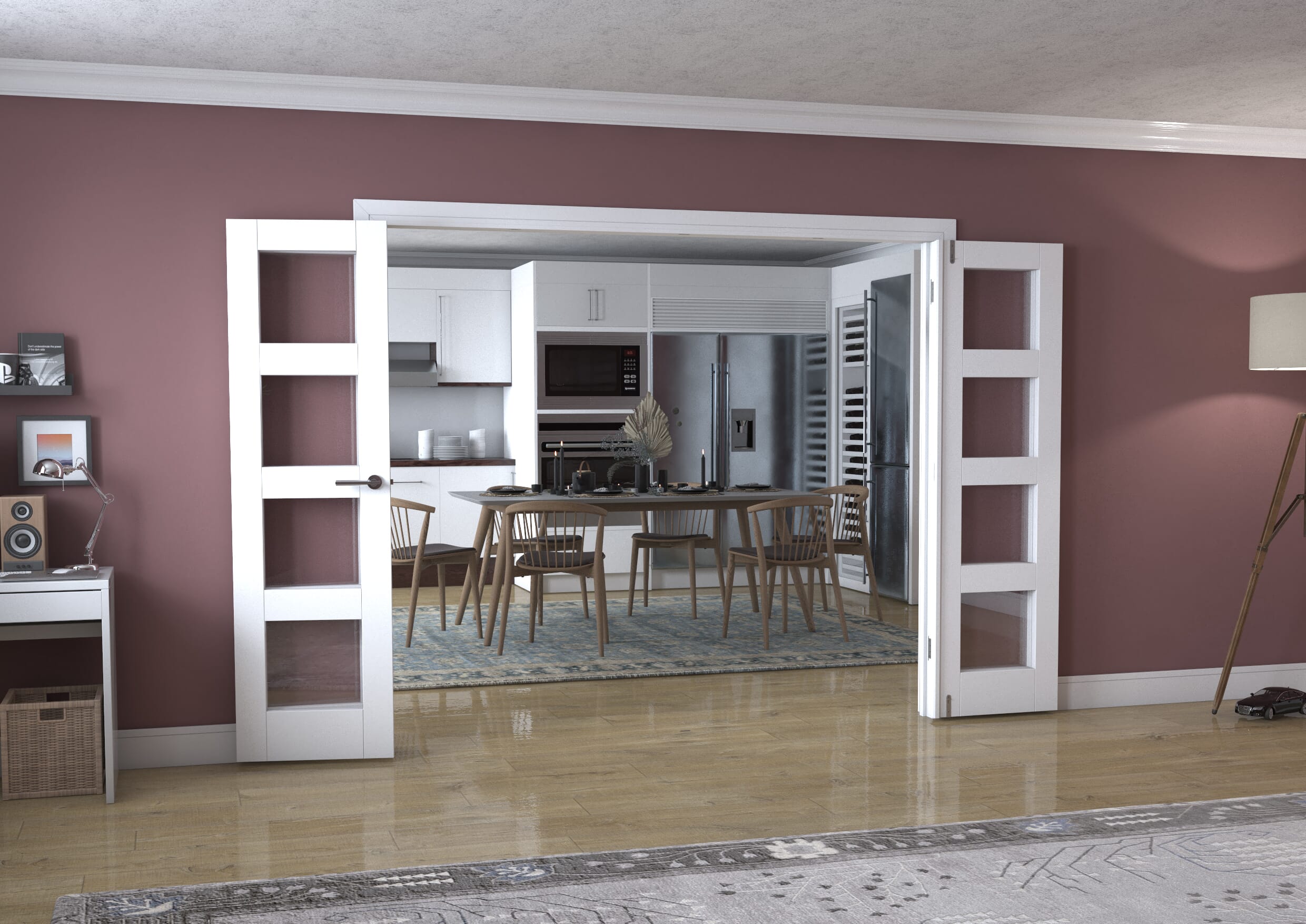 White 4L Frenchfold - Clear (4 x 573mm Doors)