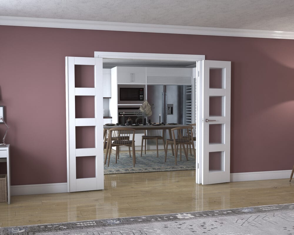 White 4L Frenchfold - Frosted (3 x 533mm Doors)