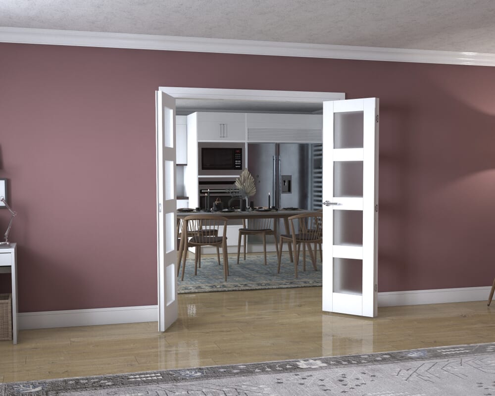 White 4L Frenchfold - Frosted (3 x 533mm Doors)