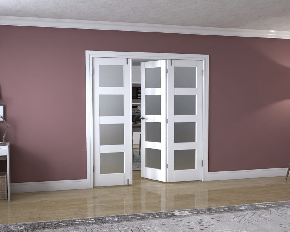 White 4L Frenchfold - Frosted (3 x 610mm Doors)