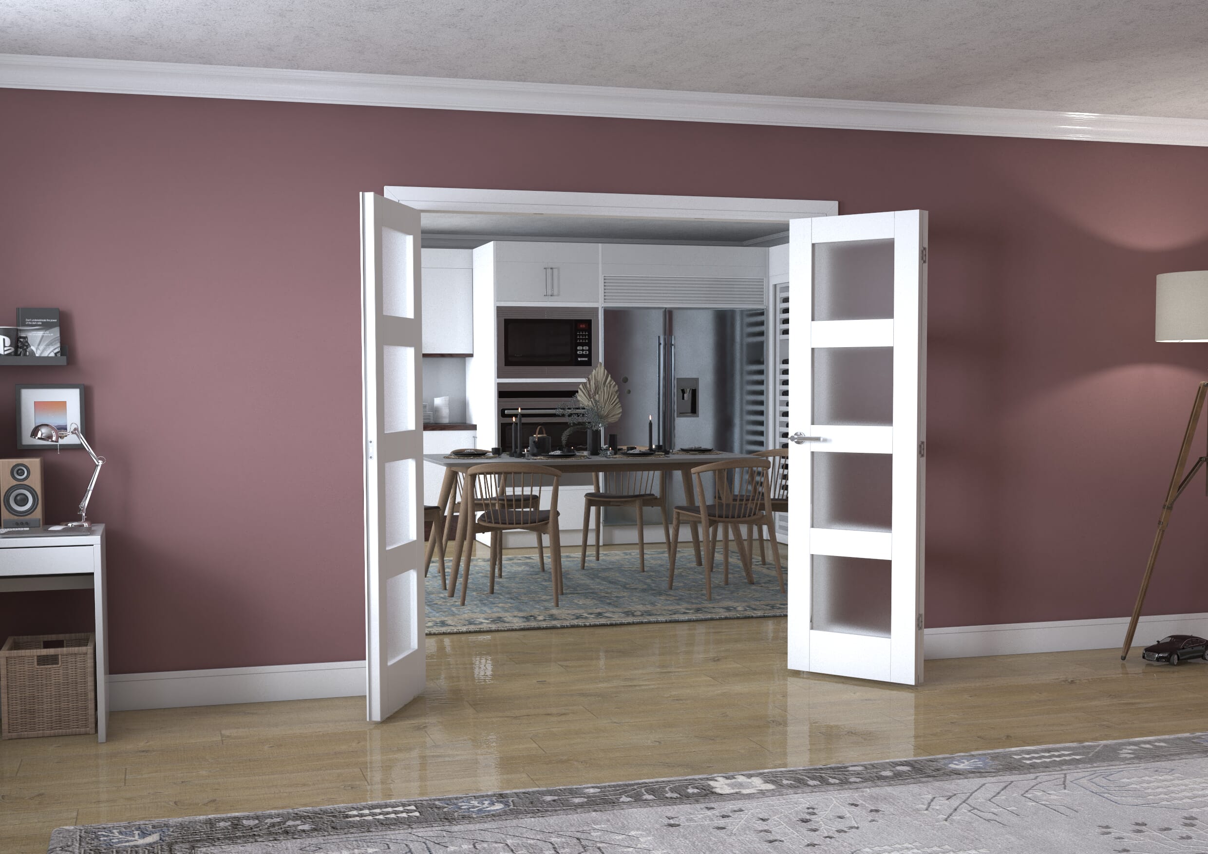 White 4L Frenchfold - Frosted (3 x 610mm Doors)
