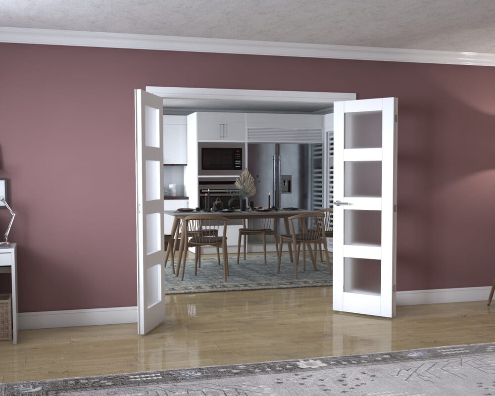 White 4L Frenchfold - Frosted (3 x 610mm Doors)