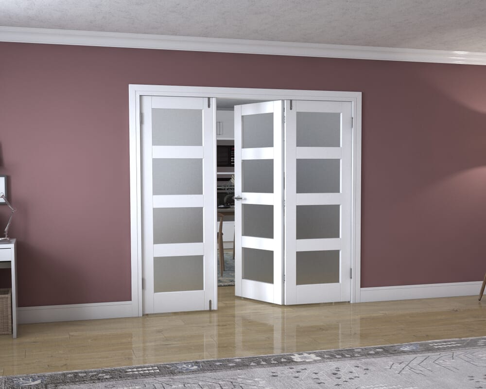 White 4L Frenchfold - Frosted (3 x 686mm Doors)