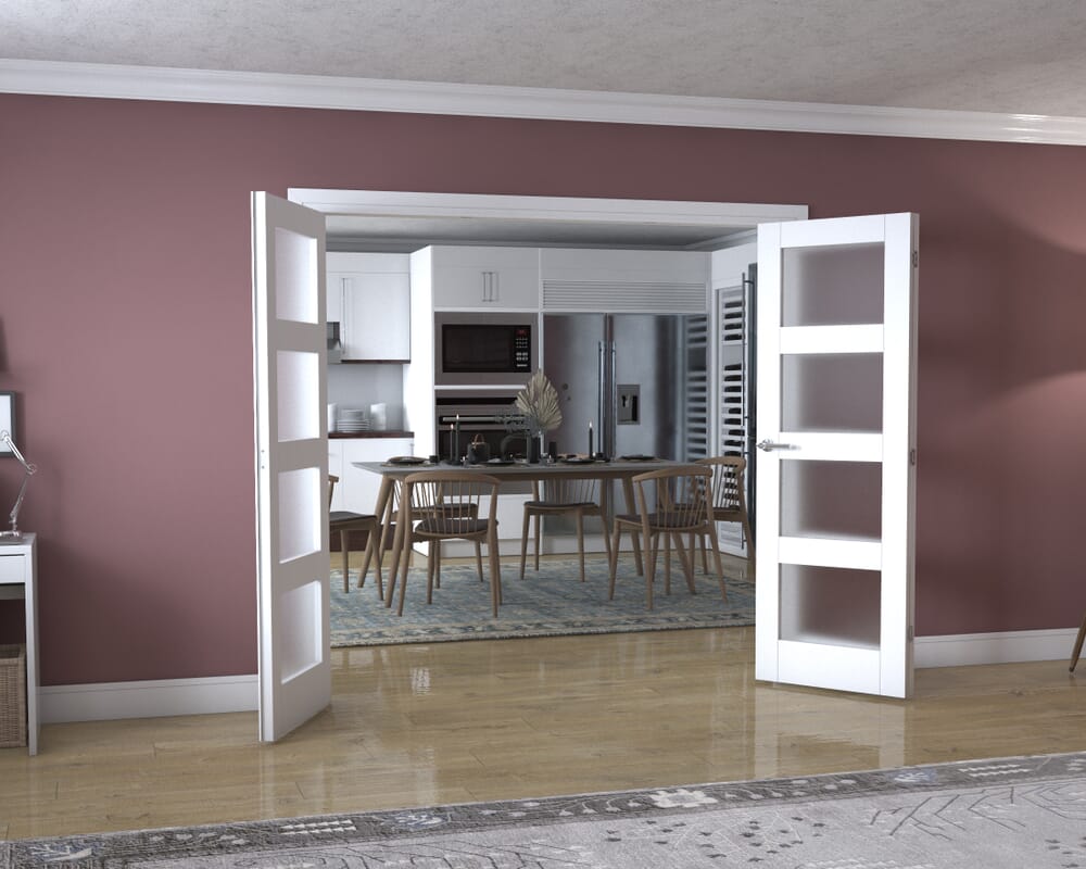 White 4L Frenchfold - Frosted (3 x 686mm Doors)