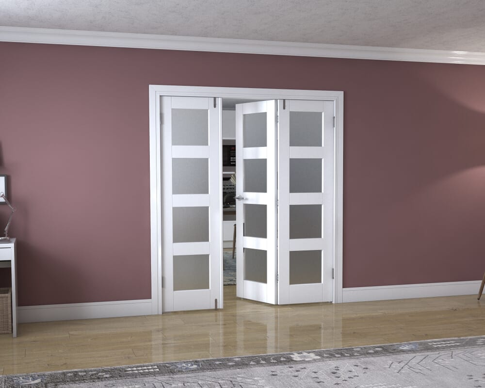 White 4L Frenchfold - Frosted (3 x 573mm Doors)