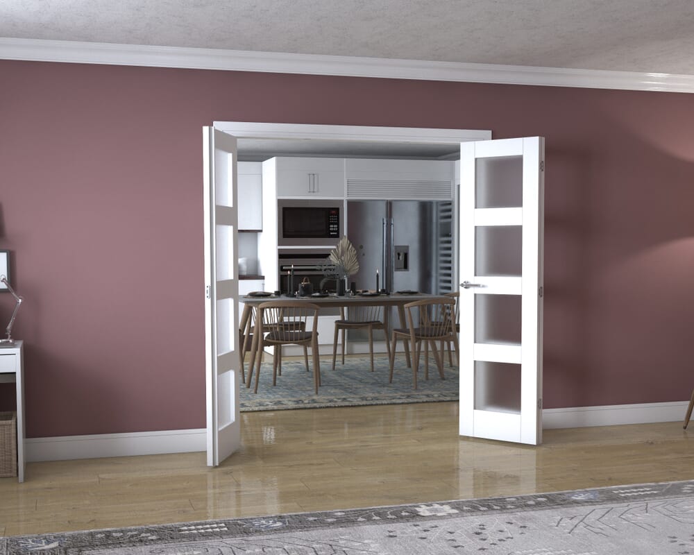 White 4L Frenchfold - Frosted (3 x 573mm Doors)