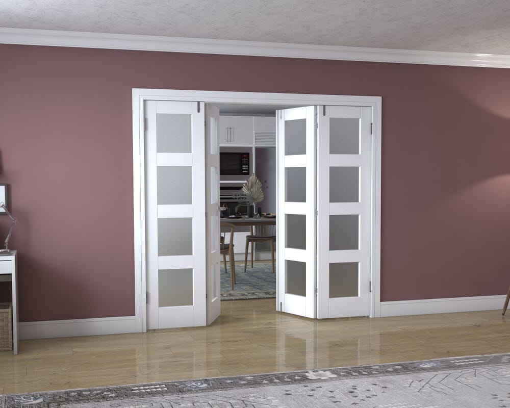 White 4L Frenchfold - Frosted (4 x 533mm Doors)