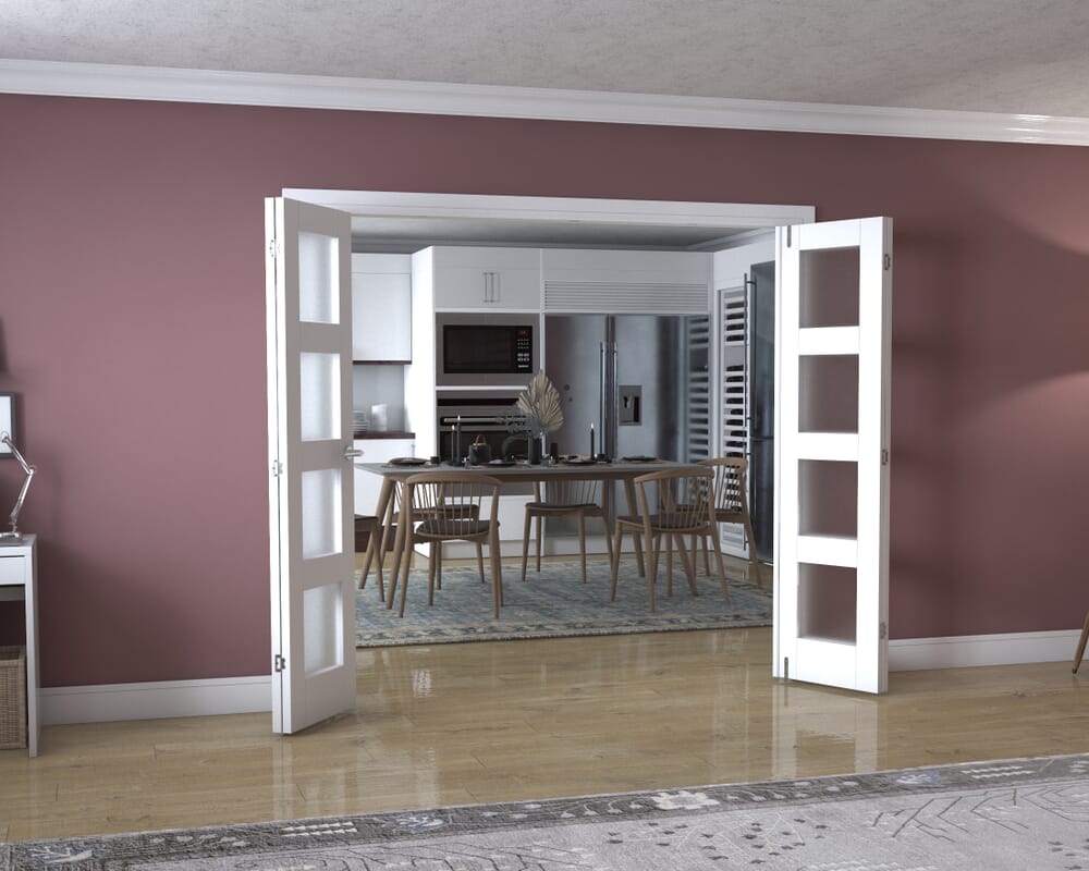 White 4L Frenchfold - Frosted (4 x 533mm Doors)
