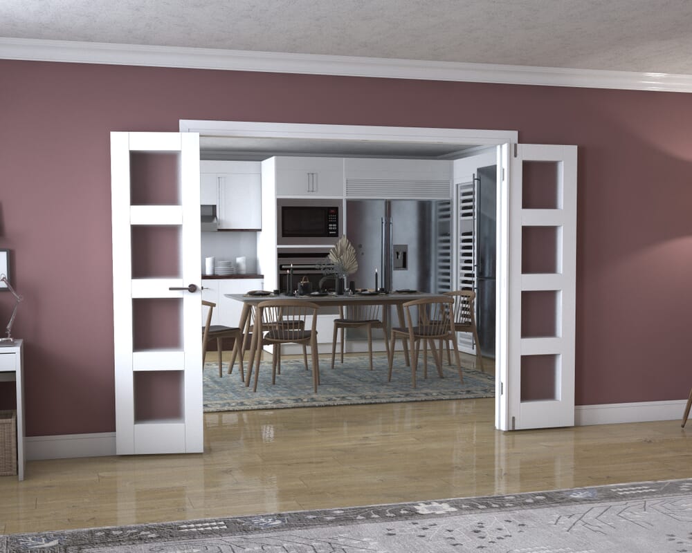 White 4L Frenchfold - Frosted (4 x 533mm Doors)