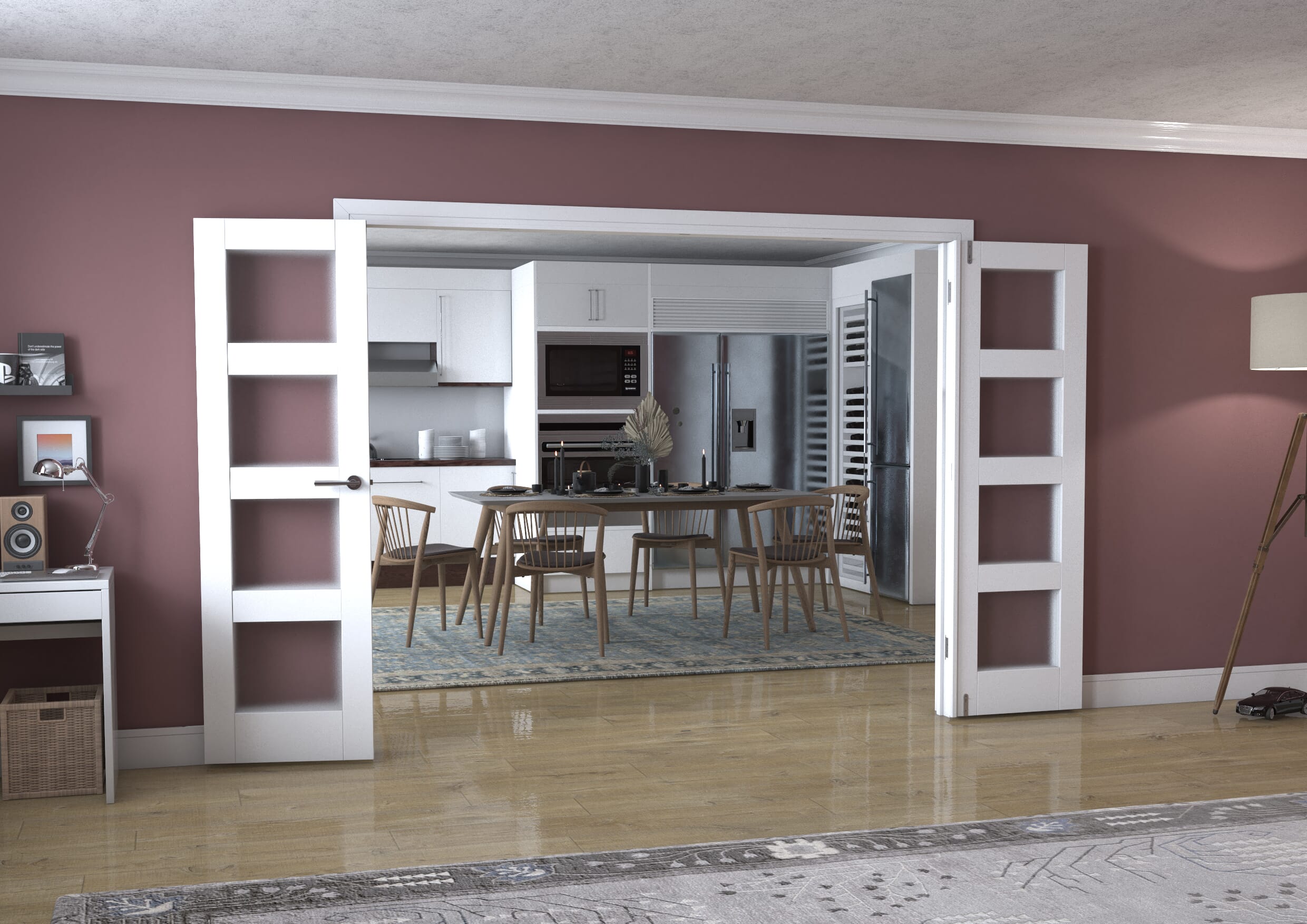 White 4L Frenchfold - Frosted (4 x 610mm Doors)