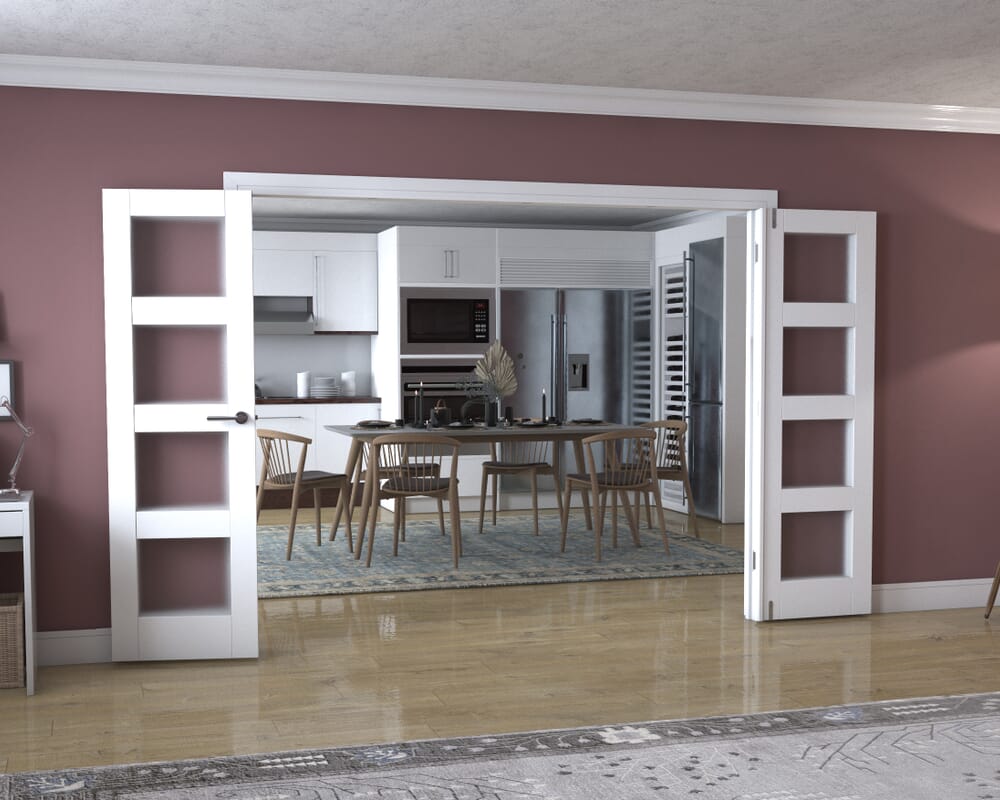 White 4L Frenchfold - Frosted (4 x 610mm Doors)