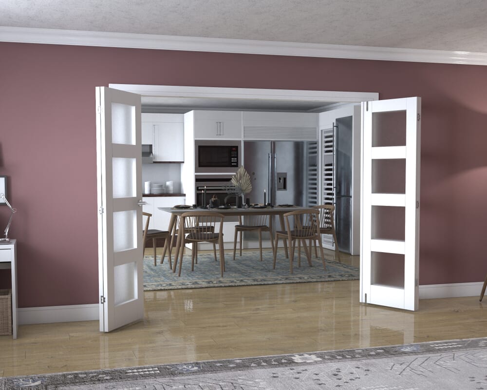 White 4L Frenchfold - Frosted (4 x 610mm Doors)