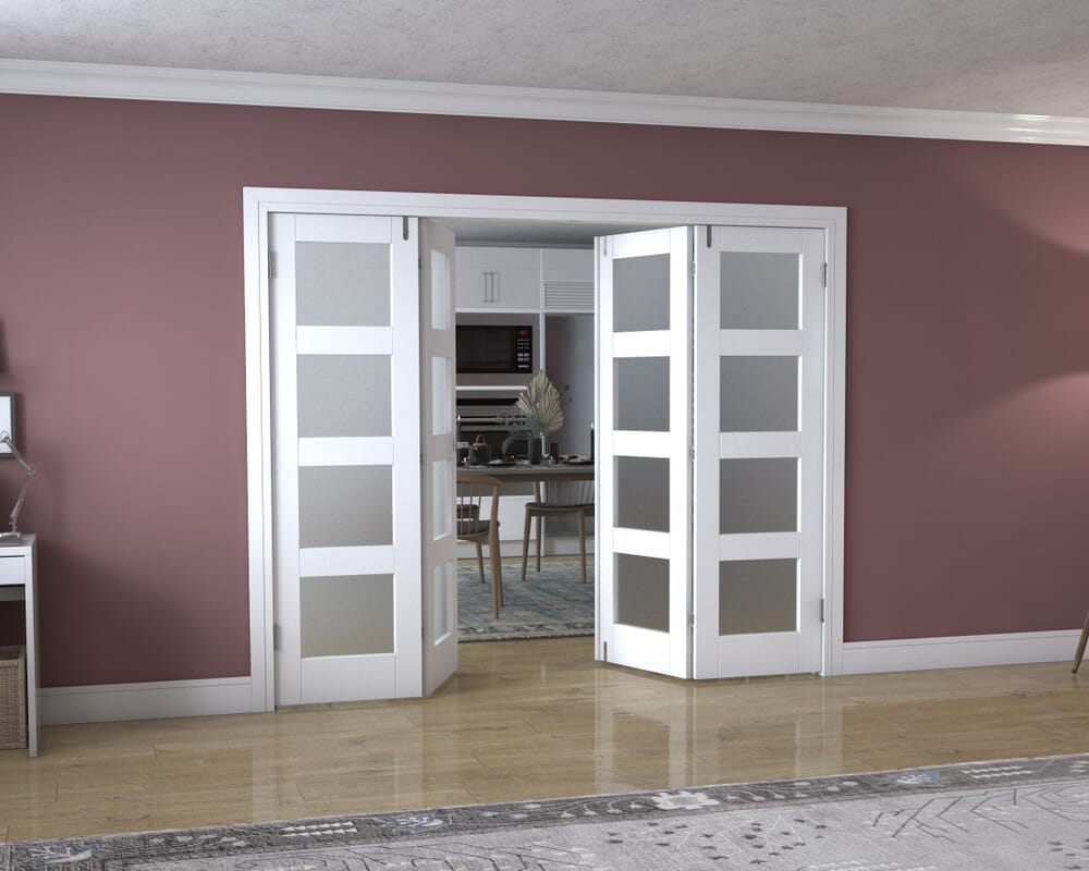 White 4L Frenchfold - Frosted (4 x 610mm Doors)