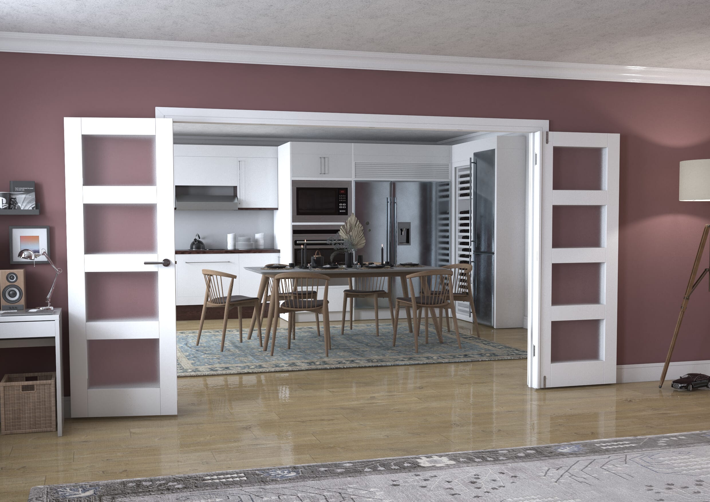 White 4L Frenchfold - Frosted (4 x 686mm Doors)