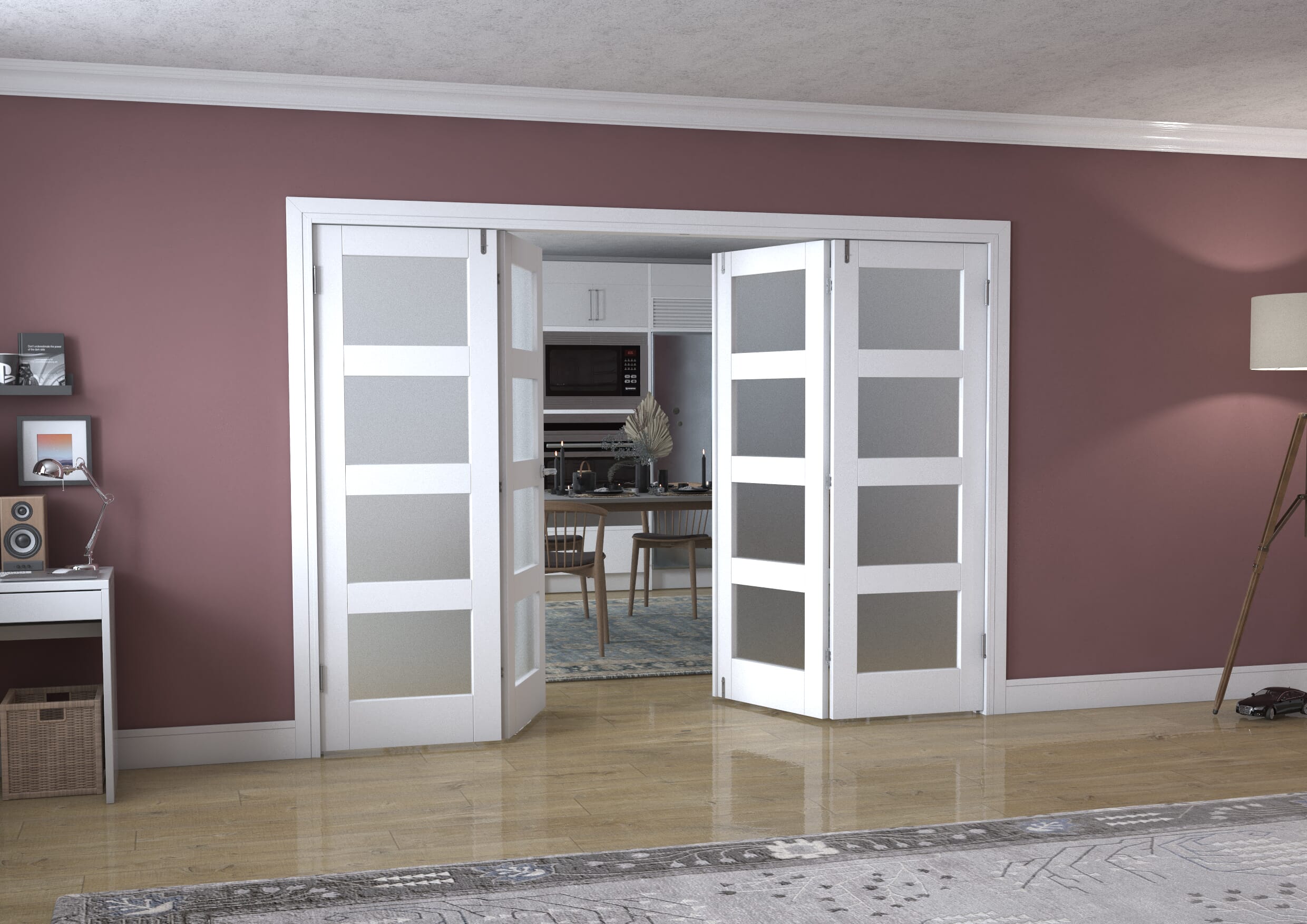 White 4L Frenchfold - Frosted (4 x 686mm Doors)