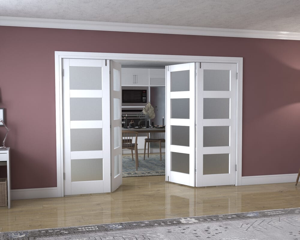 White 4L Frenchfold - Frosted (4 x 686mm Doors)