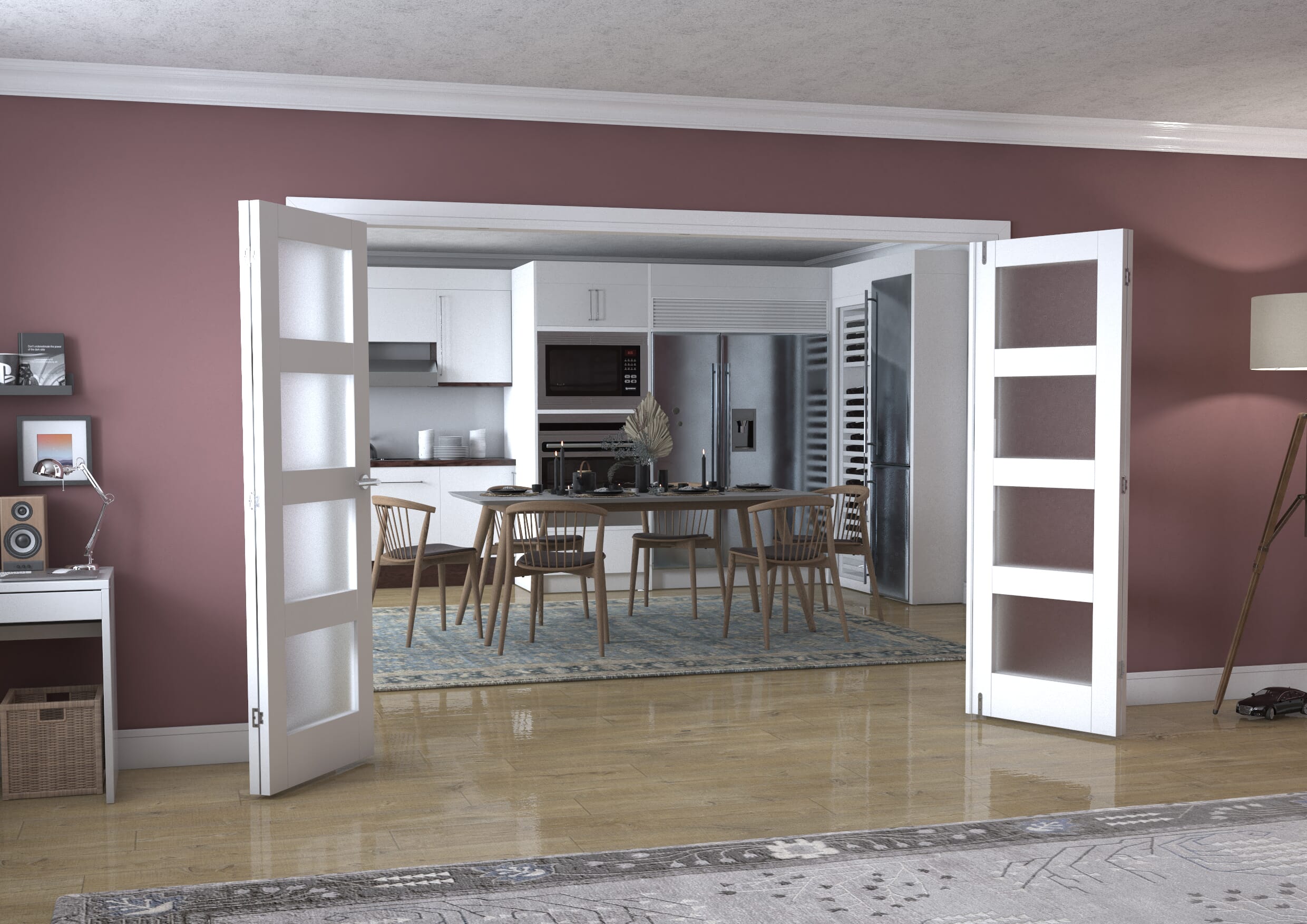White 4L Frenchfold - Frosted (4 x 686mm Doors)