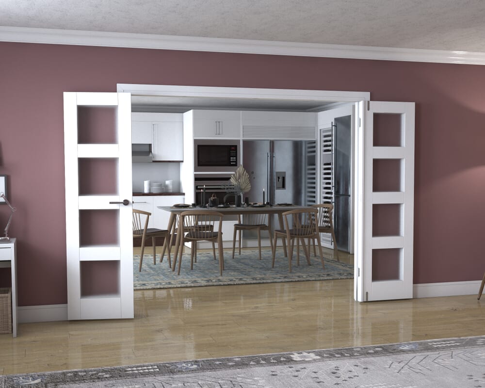 White 4L Frenchfold - Frosted (4 x 573mm Doors)