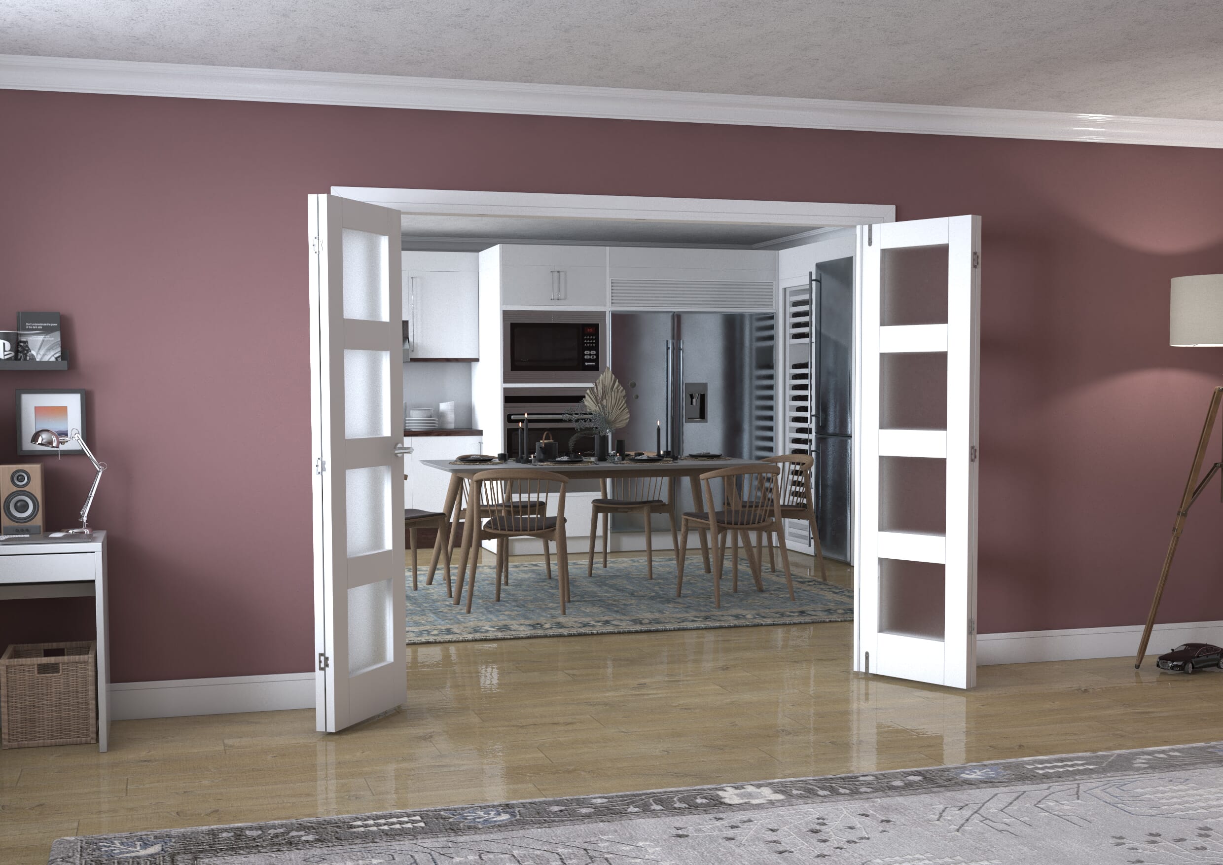 White 4L Frenchfold - Frosted (4 x 573mm Doors)