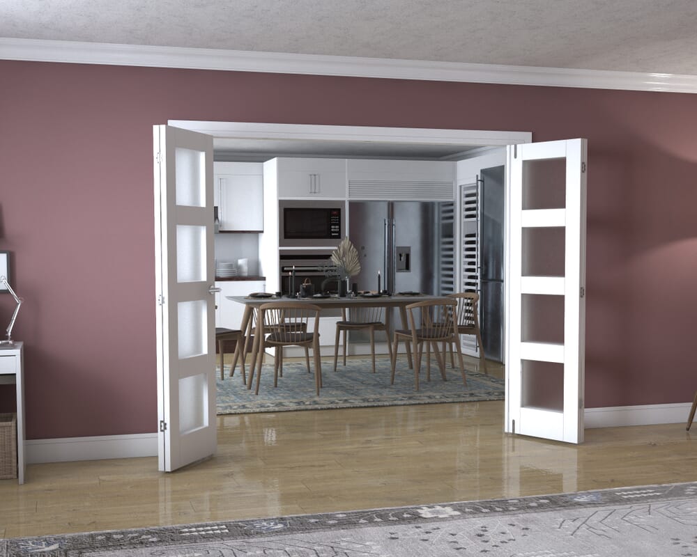 White 4L Frenchfold - Frosted (4 x 573mm Doors)