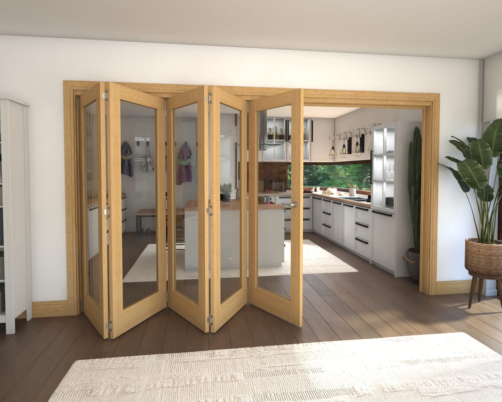 Glazed Oak 5 Door Roomfold Grande (5 + 0 x 686mm Doors)