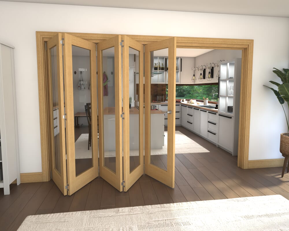 Glazed Oak 5 Door Roomfold Grande (5 + 0 x 610mm Doors)