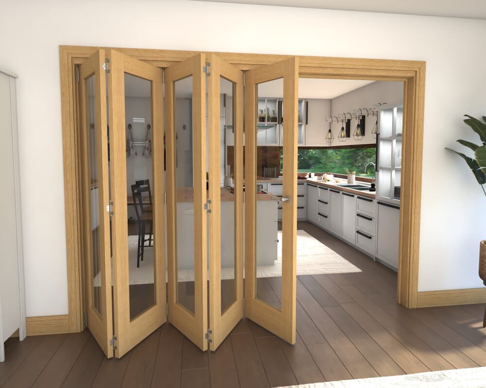 Glazed Oak 5 Door Roomfold Grande (5 + 0 x 533mm Doors)