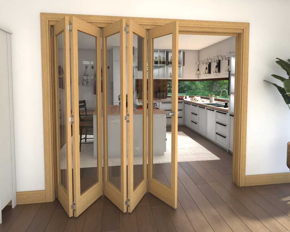 Glazed Oak 5 Door Roomfold Grande (5 + 0 x 457mm Doors)