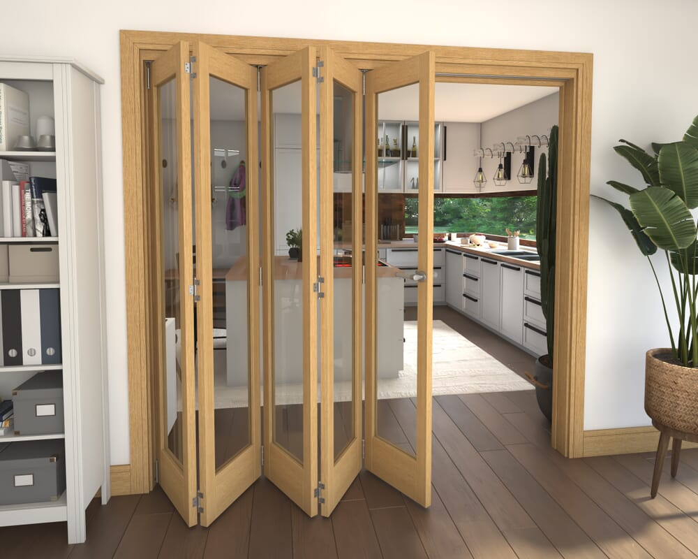 Glazed Oak 5 Door Roomfold Grande (5 + 0 x 419mm Doors)