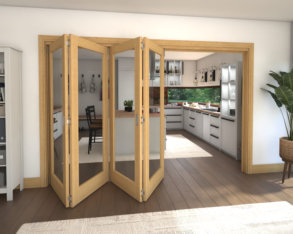 Glazed Oak 4 Door Roomfold Grande (4 + 0 x 762mm Doors)