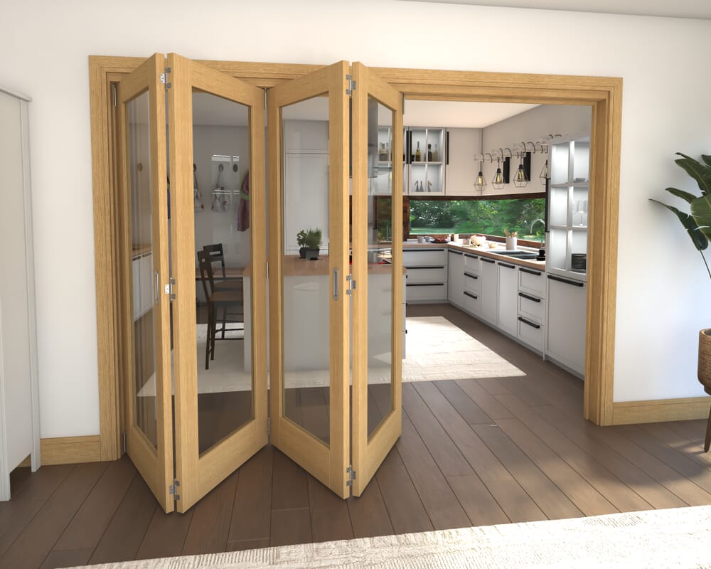 Glazed Oak 4 Door Roomfold Grande (4 + 0 x 686mm Doors)