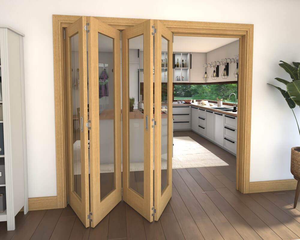 Glazed Oak 4 Door Roomfold Grande (4 + 0 x 533mm Doors)