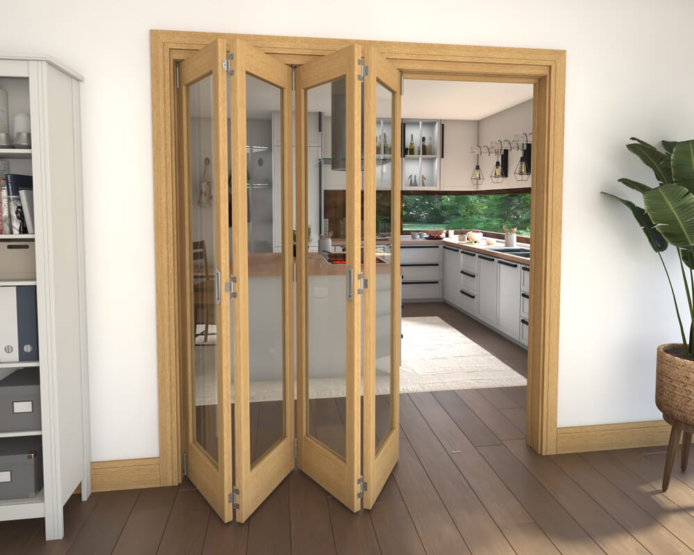 Glazed Oak 4 Door Roomfold Grande (4 + 0 x 457mm Doors)