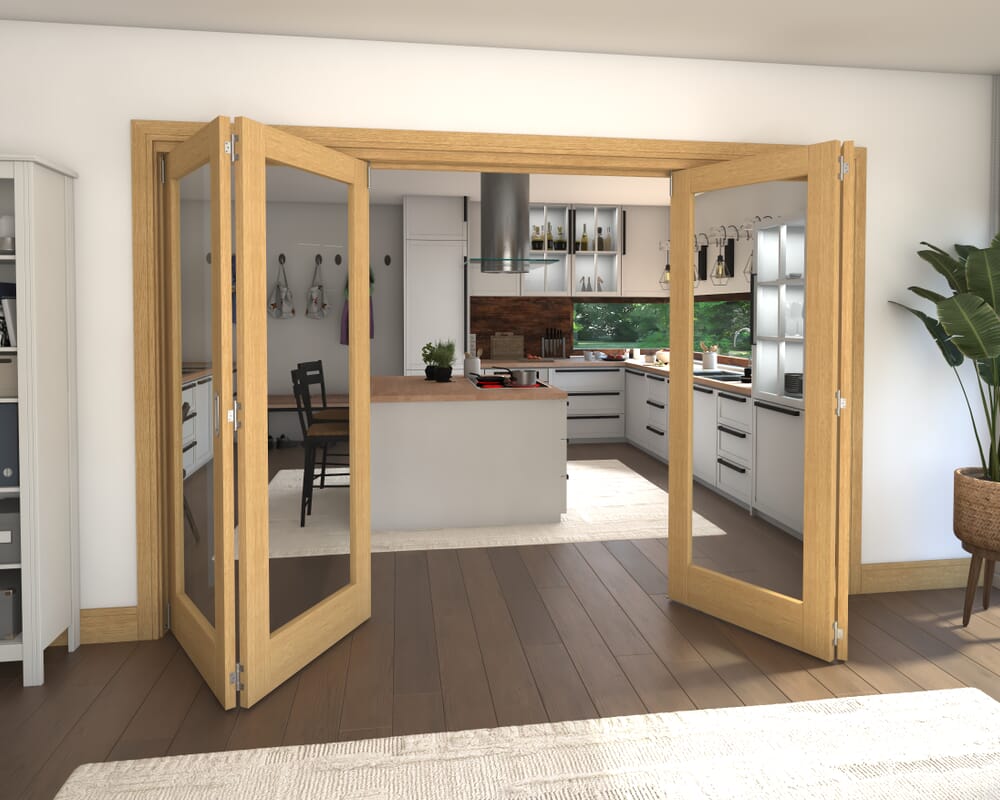 Glazed Oak 4 Door Roomfold Grande (2 + 2 x 762mm Doors)