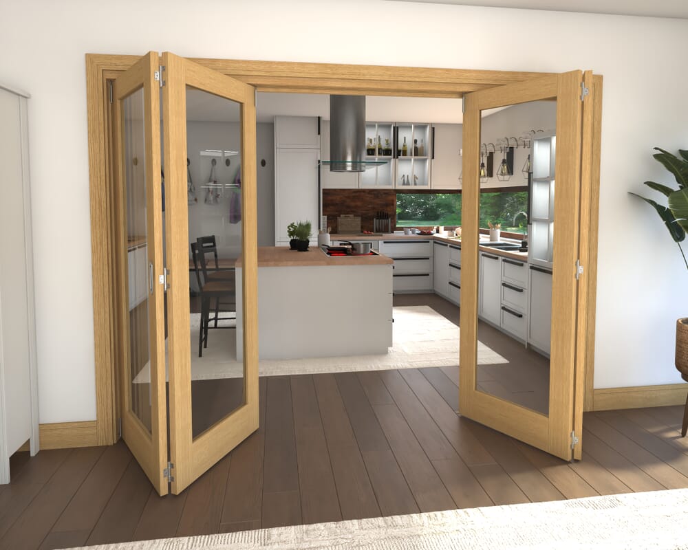 Glazed Oak 4 Door Roomfold Grande (2 + 2 x 686mm Doors)