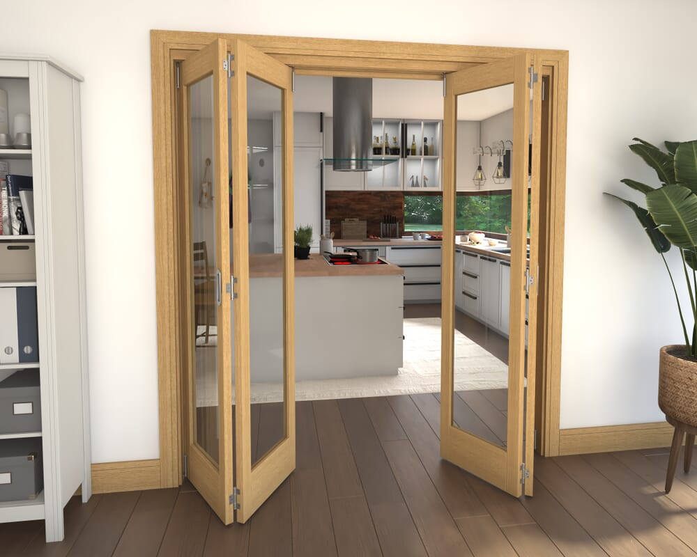 Glazed Oak 4 Door Roomfold Grande (2 + 2 x 457mm Doors)