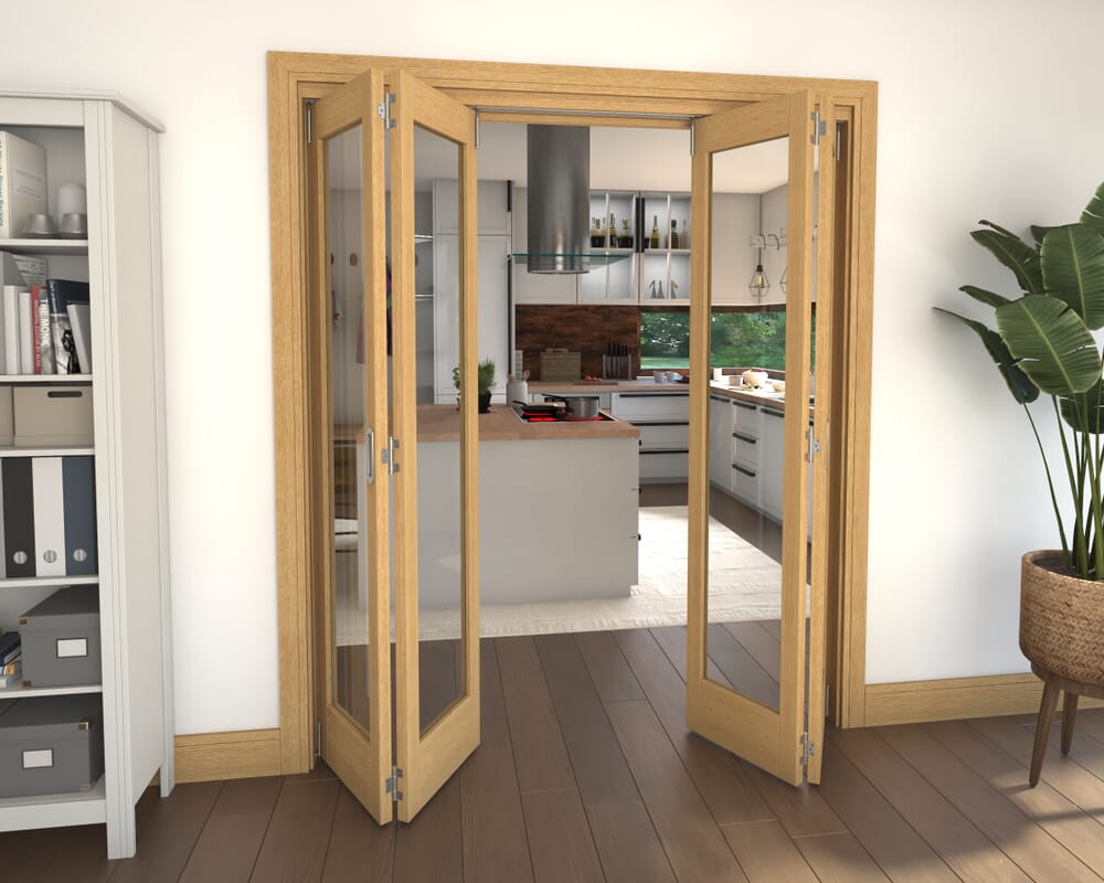 Glazed Oak 4 Door Roomfold Grande (2 + 2 x 419mm Doors)