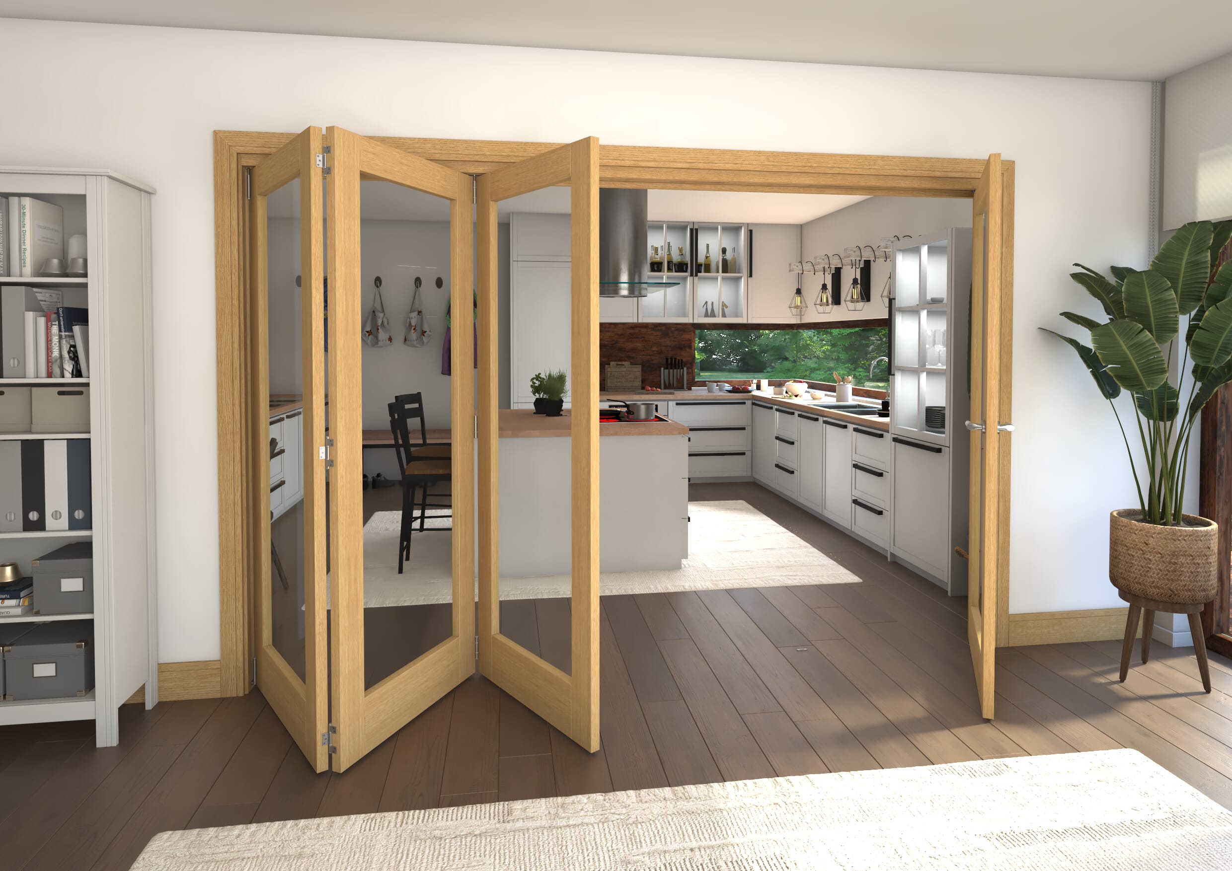 Glazed Oak 4 Door Roomfold Grande (3 + 1 x 762mm Doors)