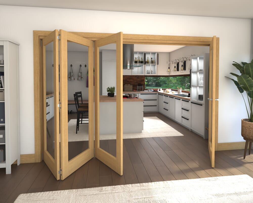 Glazed Oak 4 Door Roomfold Grande (3 + 1 x 762mm Doors)