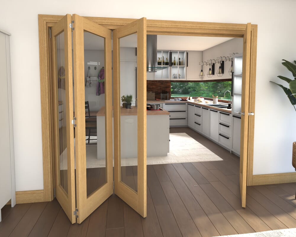 Glazed Oak 4 Door Roomfold Grande (3 + 1 x 610mm Doors)