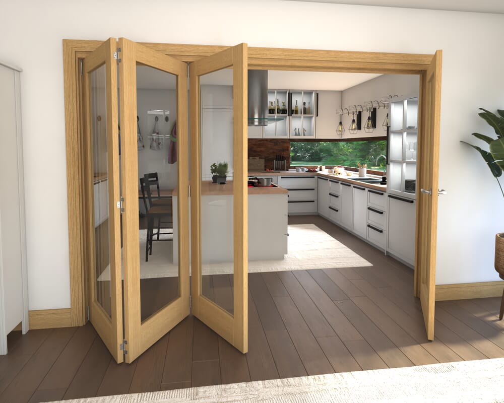 Glazed Oak 4 Door Roomfold Grande (3 + 1 x 686mm Doors)