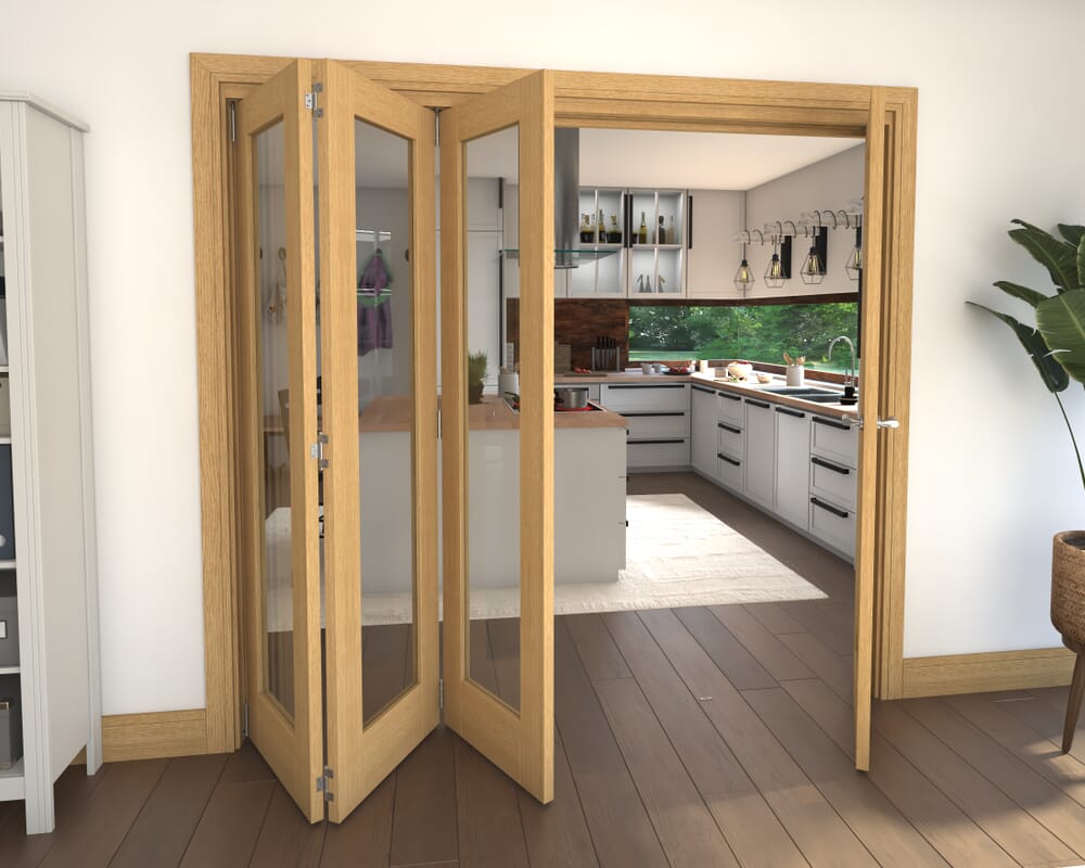 Glazed Oak 4 Door Roomfold Grande (3 + 1 x 533mm Doors)