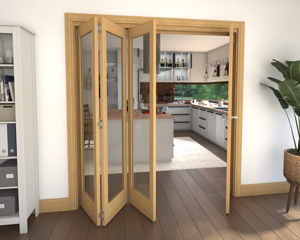Glazed Oak 4 Door Roomfold Grande (3 + 1 x 457mm Doors)