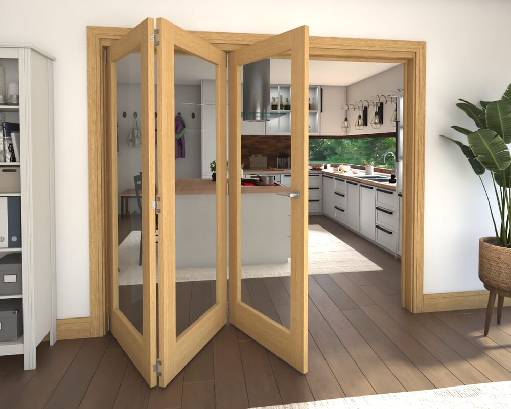 Glazed Oak 3 Door Roomfold Grande (3 + 0 x 762mm Doors)
